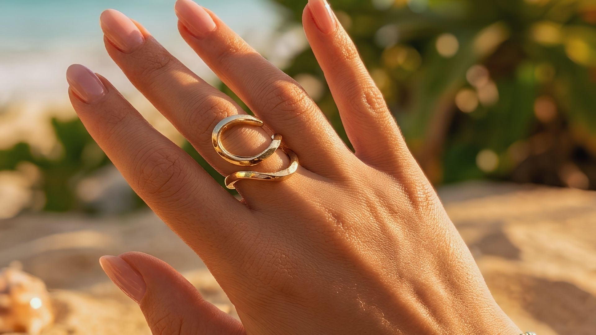 Anello artigianale donna in ottone minimal linee egizie egypt
