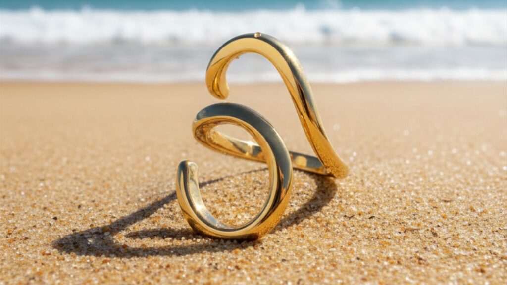 Anello donna linee minimal, d'oro in ottone regolabile. Fatto a mano Collezione Egypt